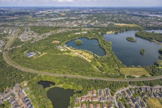 Aerial view, Toeppersee and Tegge with water ski facility and leisure facility, surrounded by