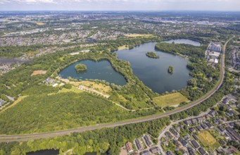 Aerial view, Toeppersee and Tegge with water ski facility and leisure facility, surrounded by