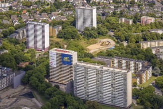 Aerial view, white giant high-rise buildings, social hotspot, four high-rise buildings, three days