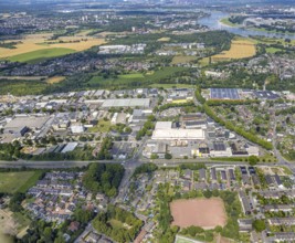 Aerial view, Selgros Großhandel im Gewerbegebiet Schauenstraße, Bergheim, Duisburg, Ruhr area,