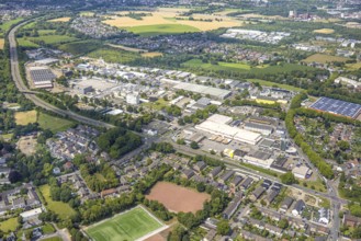Aerial view, Selgros Großhandel im Gewerbegebiet Schauenstraße, Bergheim, Duisburg, Ruhr area,