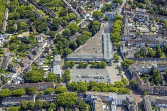 Aerial view, Marktforum shopping centre and Hochemmerich market, parking spaces on the roof,