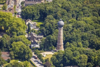 Aerial view, water tower Bergheim, historical sight, Bergheim, Duisburg, Ruhr area, North