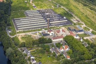 Aerial view, construction site of the former Wedau marshalling yard for the new Duisburg