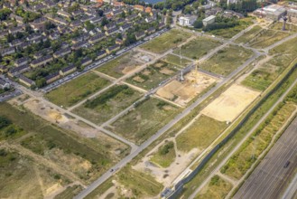 Aerial view, construction site of the former Wedau marshalling yard for the new Duisburg