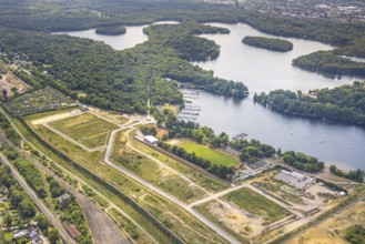 Aerial view, construction site of the former Wedau marshalling yard for the new Duisburg