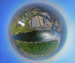 Aerial view, Duisburg-Nord, duisport logport VI Walsum, logport 6, STEAG power plant Walsum on the