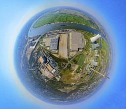 Aerial view, Duisburg-Nord, duisport logport VI Walsum, logport 6, STEAG power plant Walsum on the