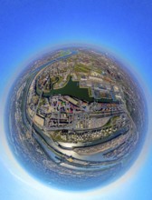 Aerial view, duisport harbour, harbour area with steel island, oil island, coal island container
