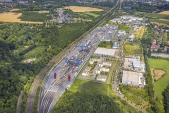 Aerial view, logport III (Drei) Hohenbudberg, Anssems trailer company building, Dahlingstraße