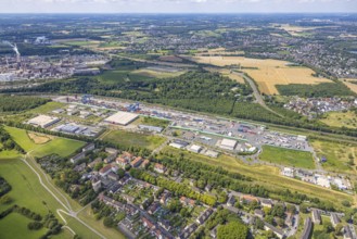 Aerial view, logport III (Drei) Hohenbudberg, Anssems trailer company building, Dahlingstraße
