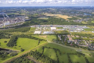 Aerial view, logport III (Drei) Hohenbudberg, Anssems trailer company building, Dahlingstraße