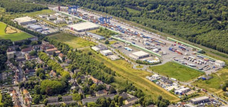 Aerial view, logport III (Drei) Hohenbudberg, Anssems trailer company building, Dahlingstraße