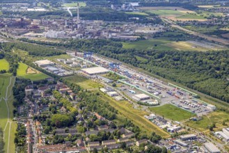 Aerial view, logport III (Drei) Hohenbudberg, Anssems trailer company building, Dahlingstraße