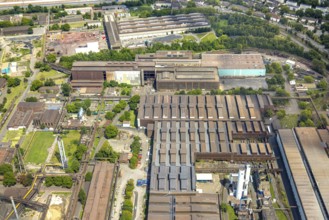 Aerial view, Hüttenwerke Krupp Mannesmann HKM partial view, Hüttenheim, Duisburg, Ruhr area, North