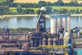 Aerial view, Hüttenwerke Krupp Mannesmann HKM with HKM blast furnace A, partial view, Hüttenheim,
