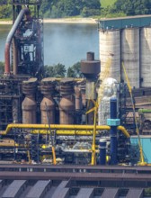 Aerial view, Hüttenwerke Krupp Mannesmann HKM with HKM blast furnace, partial view, Hüttenheim,