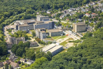 Aerial view, Sana Kliniken Duisburg hospital with helipad, Wanheimerort, Duisburg, Ruhr area, North