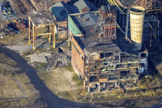 Aerial view, CreativRevier Hamm, demolition work at the former Ost Heinrich Robert colliery,