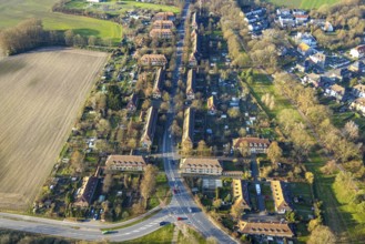 Aerial view, miners' housing estate, Vogelsang housing estate, Heessen district, Hamm, Ruhr area,