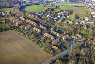 Aerial view, miners' housing estate, Vogelsang housing estate, Heessen district, Hamm, Ruhr area,