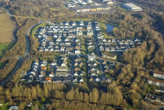 Aerial view, new housing estate on Sachsenring, Heessen district, Hamm, Ruhr area, North