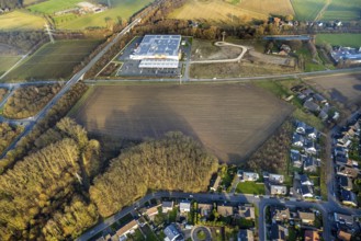 Aerial view, Lipperandstraße industrial estate, brownfield site and building site on the corner of