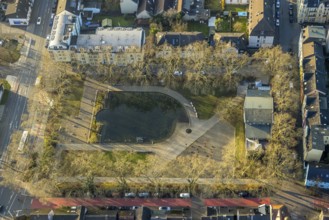 Aerial view, pond at Schillerplatz, centre, Hamm, Ruhr area, North Rhine-Westphalia, Germany