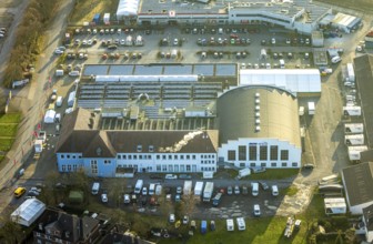 Aerial view, RUW Arena, Rinder-Union-West eG Zentralhallen, centre, Hamm, Ruhr area, North