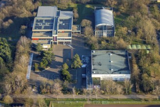 Aerial view, Freiherr-vom-Stein-Gymnasium Hamm, Uentrop, Hamm, Ruhr area, North Rhine-Westphalia,