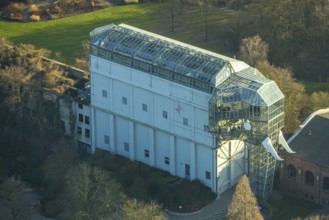 Aerial view, glass elephant in Maximilianpark leisure park, Uentrop, Hamm, Ruhr area, North