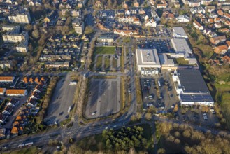 Aerial view, Westpress Arena and Helinet Eisporthalle ice rink of the Hammer Eisbären ice hockey