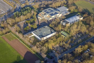 Aerial view, Freiherr-vom-Stein-Gymnasium Hamm, Uentrop, Hamm, Ruhr area, North Rhine-Westphalia,