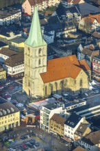 Aerial view, St. Paul's church in the city centre with Christmas market, Mitte, Hamm, Ruhr area,
