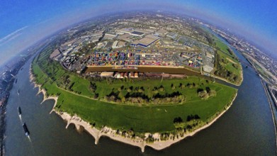 Aerial view, duisport harbour, logport I Rheinhausen, logport 1, container harbour, Duisburg