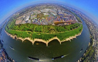 Aerial view, duisport harbour, logport I Rheinhausen, logport 1, container harbour, Duisburg