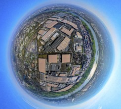 Aerial view, duisport harbour, logport I Rheinhausen, logport 1, container harbour, Duisburg