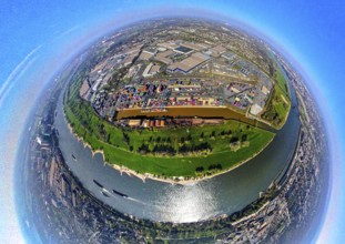 Aerial view, duisport harbour, logport I Rheinhausen, logport 1, container harbour, Duisburg