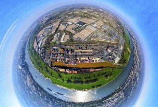 Aerial view, duisport harbour, logport I Rheinhausen, logport 1, container harbour, Duisburg