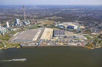 Aerial view, Duisburg-Nord, duisport logport VI Walsum, logport 6, STEAG Walsum power station on