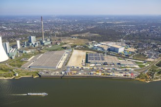 Aerial view, Duisburg-Nord, duisport logport VI Walsum, logport 6, STEAG Walsum power station on