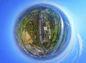 Aerial view, duisport harbour, logport III Hohenbudberg, logport 3, container terminal, earth
