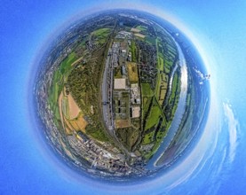 Aerial view, duisport harbour, logport III Hohenbudberg, logport 3, container terminal, earth
