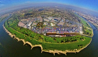 Aerial view, duisport harbour, logport I Rheinhausen, logport 1, container harbour, Duisburg