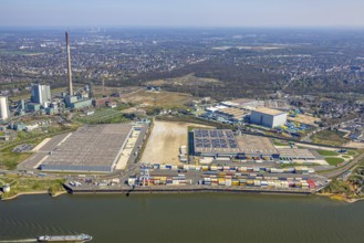 Aerial view, Duisburg-Nord, duisport logport VI Walsum, logport 6, STEAG Walsum power station on