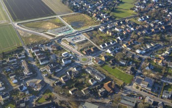 Aerial view, planned local transport connection with stop in Westtünnen, construction site at
