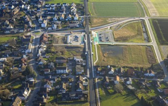 Aerial view, planned local transport connection with stop in Westtünnen, construction site at