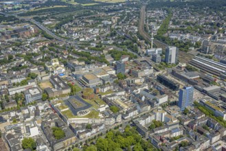 Aerial view, City residential area, Forum Duisburg König-Heinrich-Platz, City Palais, Shopping
