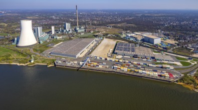 Aerial view, Duisburg-Nord, duisport logport VI Walsum, logport 6, STEAG Walsum power station on
