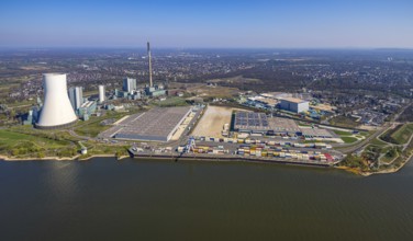 Aerial view, Duisburg-Nord, duisport logport VI Walsum, logport 6, STEAG Walsum power station on